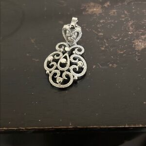 Trifari Silver Filigree Pendant earrings